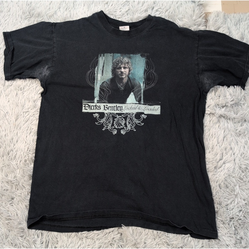 Vintage Dierks Bentley Shirt Womens L Black Locked & Loaded Tour Band Concert
